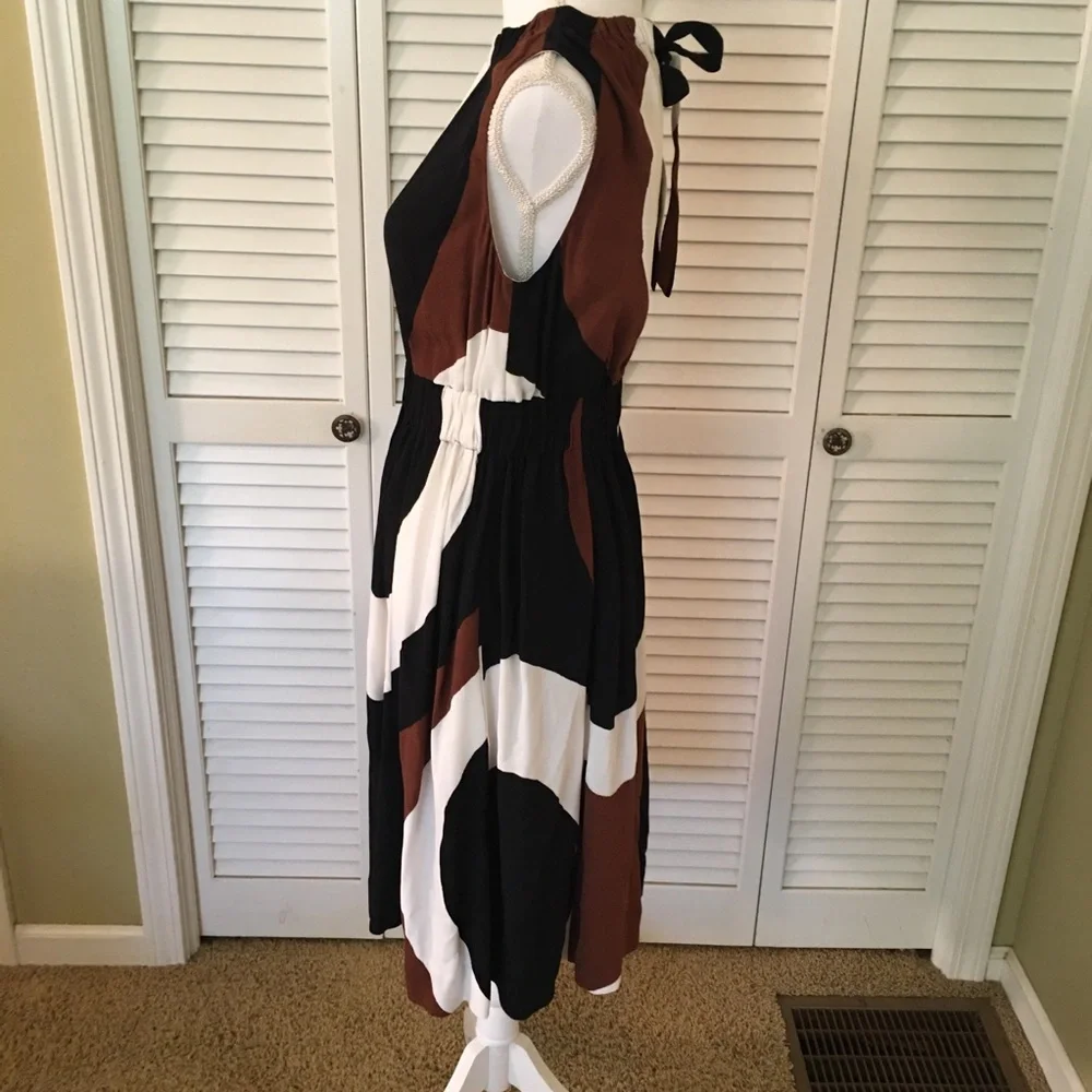 Kate Spade New York Elegant Rio Black, White, and Brown Women's Crepe Dress